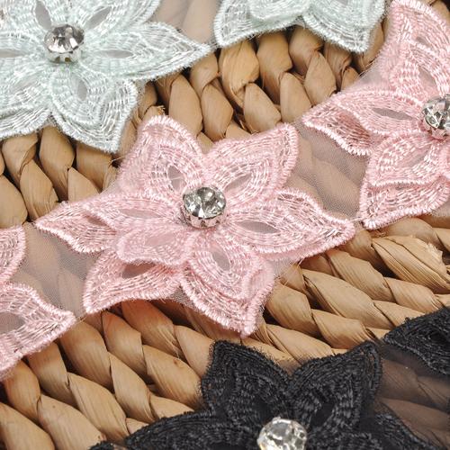 厂家批发 现货 5cm双层带钻彩色花边 diy搭配 服装辅料配件